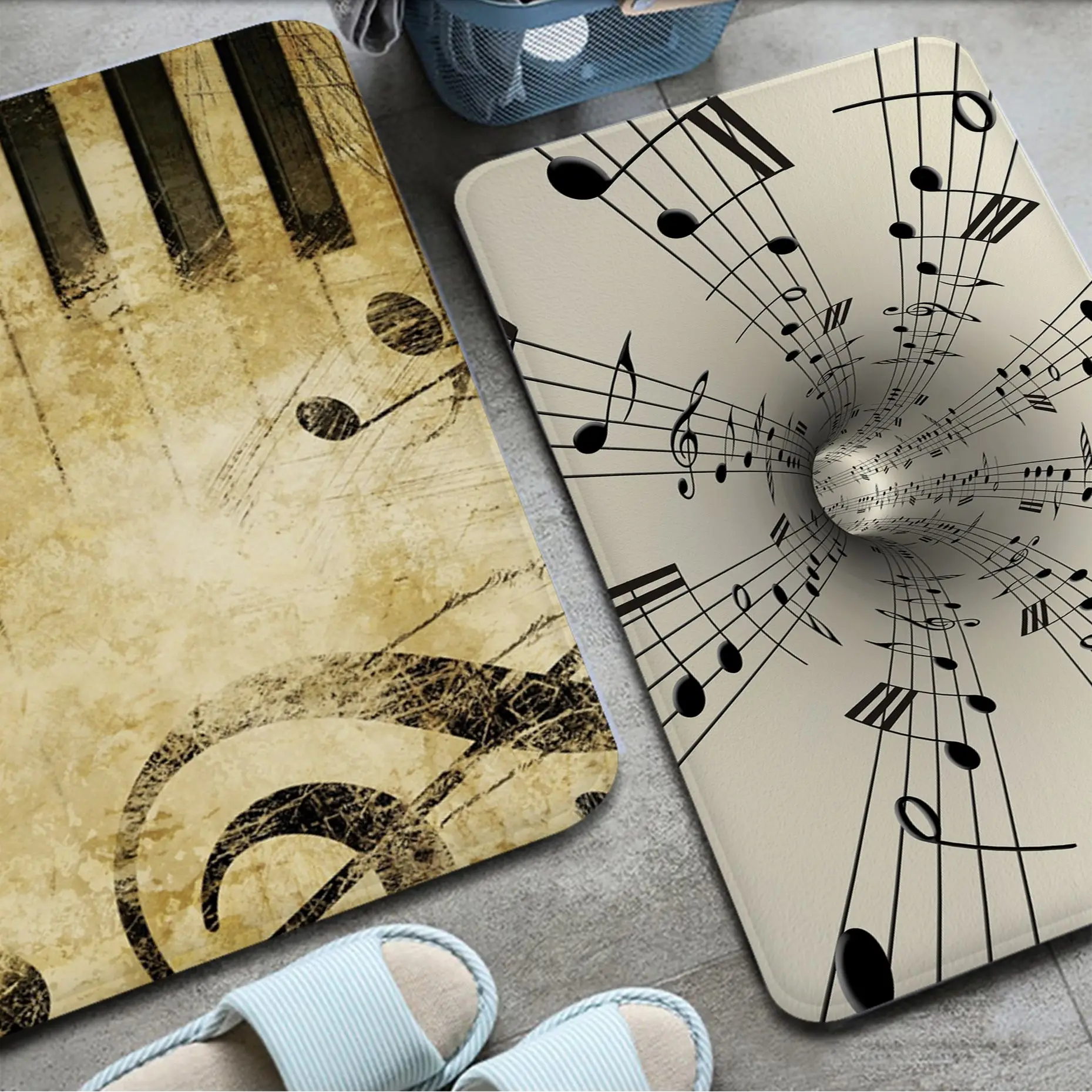 

Music Note Piano Print Floor Mat Cheaper Anti-slip Modern Living Room Balcony Printed Bedside Mats