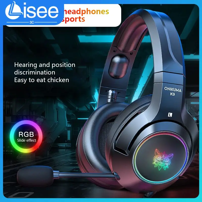 

For Pc Gamer Headphones With Rgb Light Hd Microphone Computer Earphones New Wired Headset 2023 Wird Headset With Detachable Mic