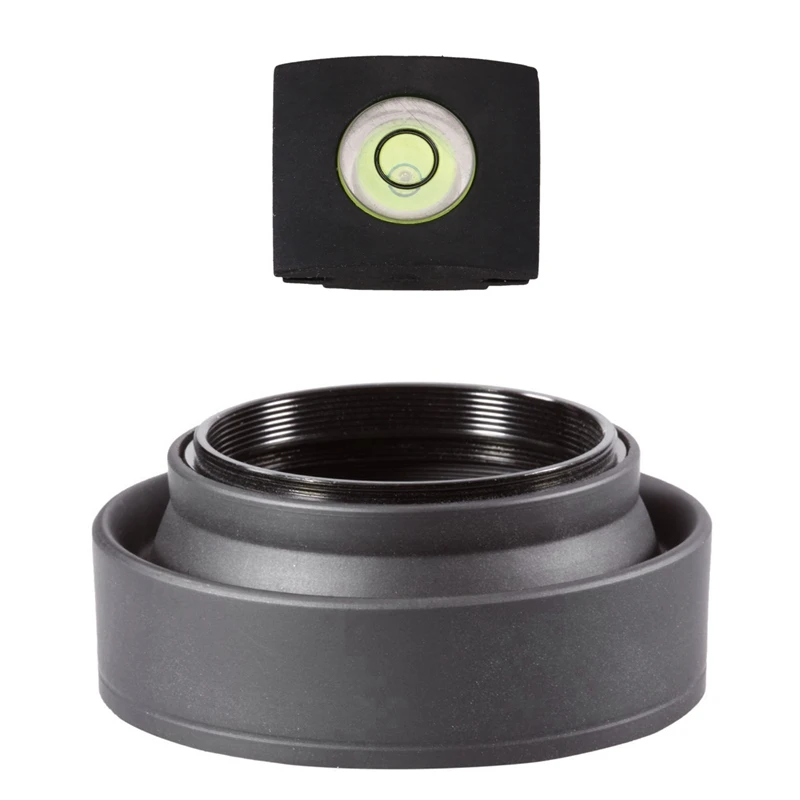 

Camera Flashlight Hot Shoe Spirit Level Cover, Black With 52MM 3-IN-1 Lens Hood Lens With Filter
