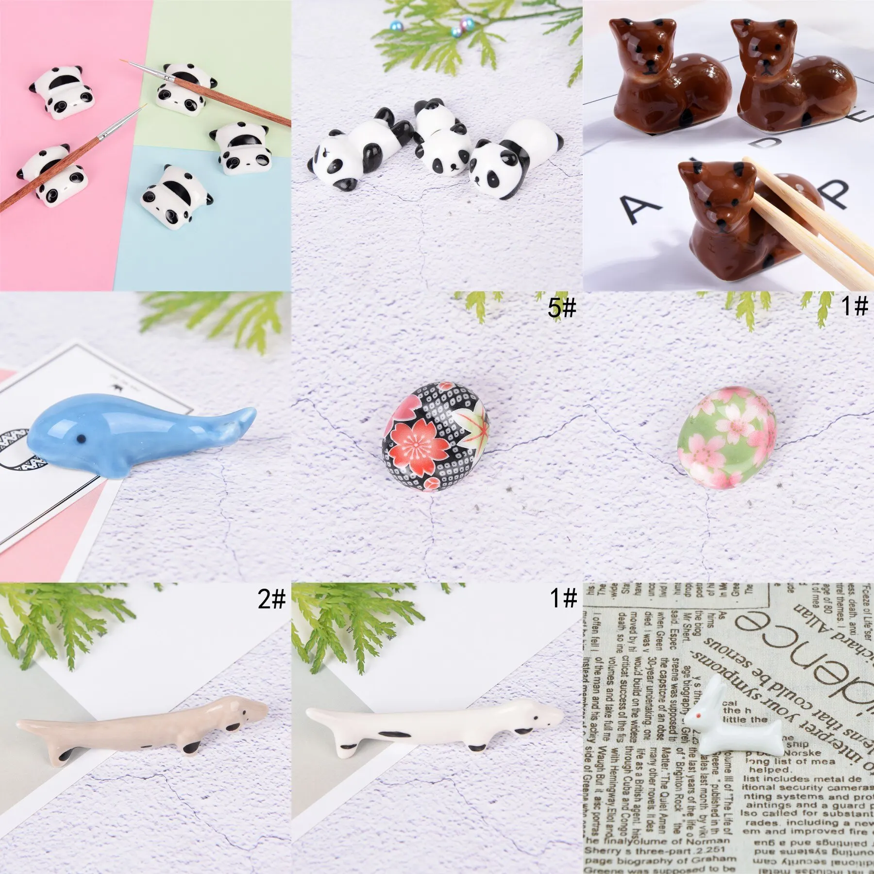 

Керамическая подставка для ручек в виде панды, кролика, держатель для кистей, стойка, держатель для ручек, маленький Настольный держатель дл...