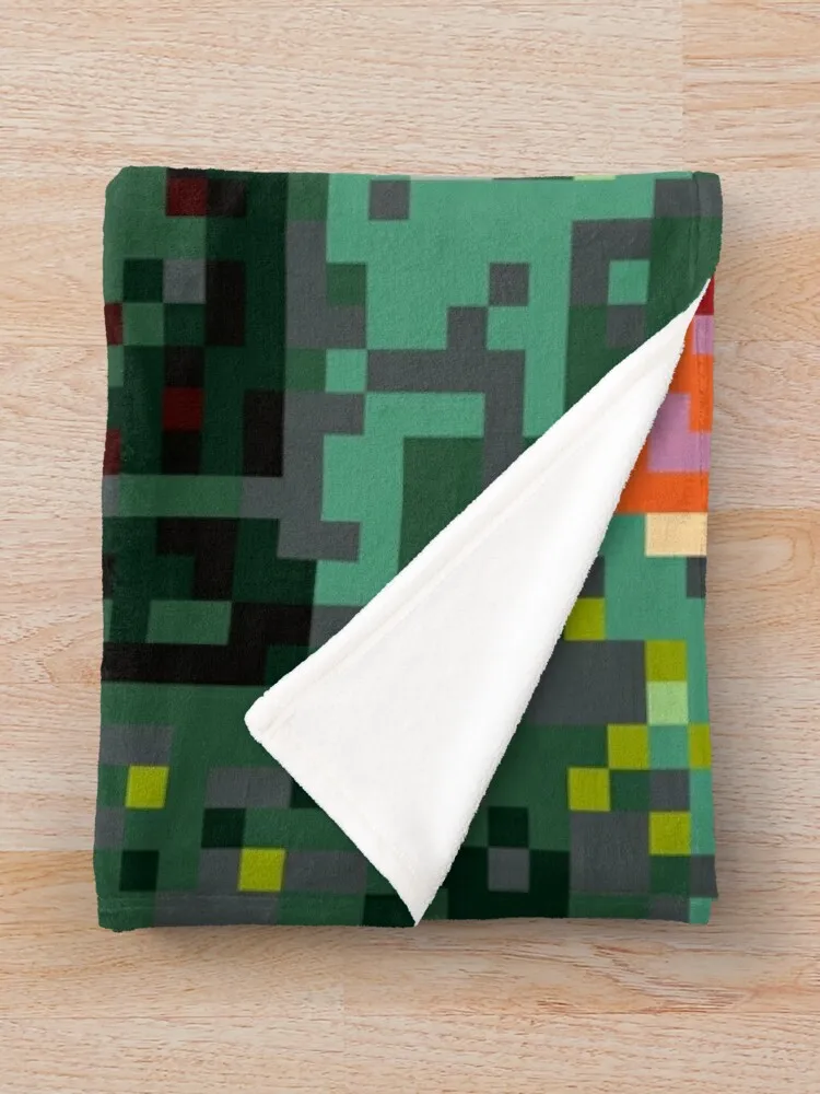 Pixel Art Цветок антуриума — одеяло с тропическим цифровым растительным дизайном