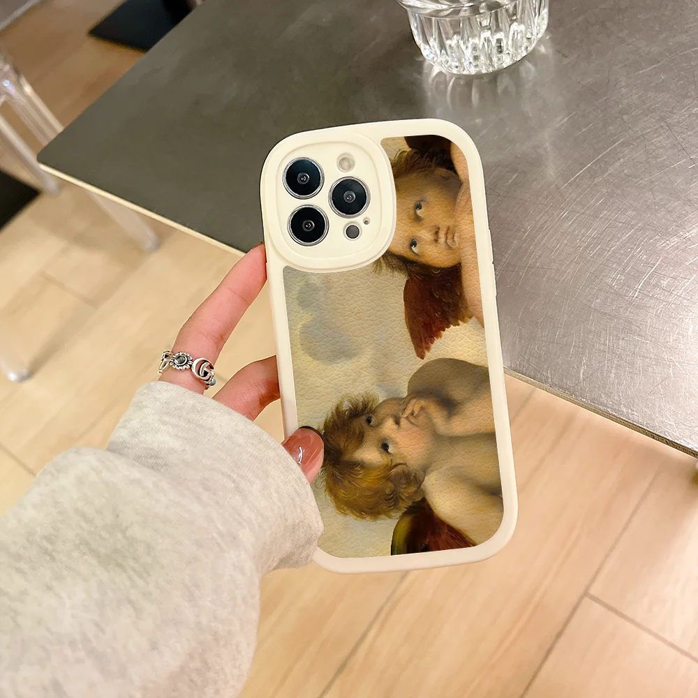 Рафаэль углы и Cherubs чехол для телефона IPhone 11 12 13 14 15 Plus Pro Max пу кожа силиконовый