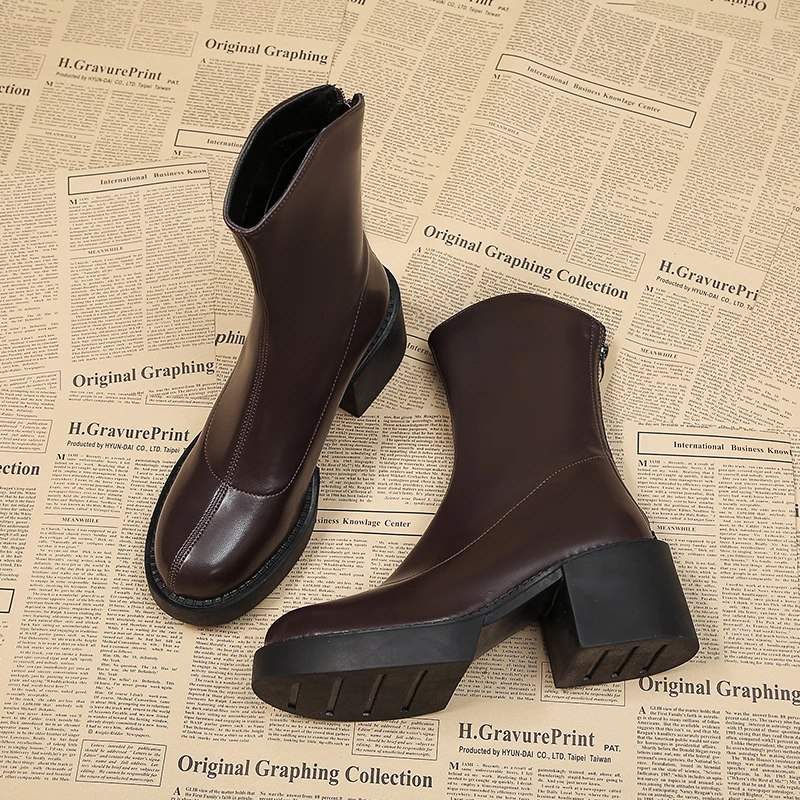 

Женские ботинки челси, модные короткие сапоги на молнии для женщин, сапоги на платформе, женская новая обувь на высоком каблуке, женские зим...