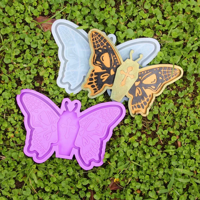 

PRZY Halloween Butterfly Skull Plate Fondant Mould Chocolate Epoxy Mold Soap Molds Handmade Mold Silicones Home Decoration