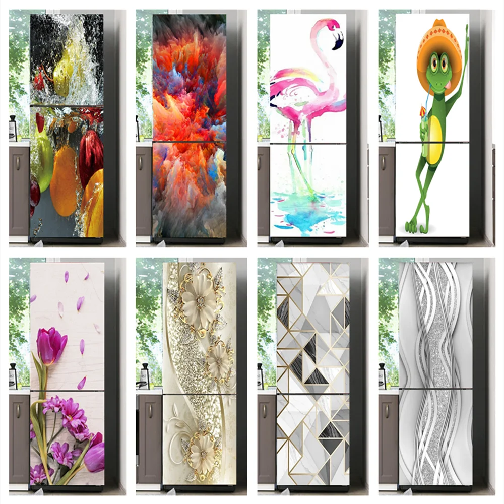 

Modern Design Fridge Door Cover Wall Sticker Self-adhesive flower Refrigerator Stickers Wallpaper home decor adesivos de paredes