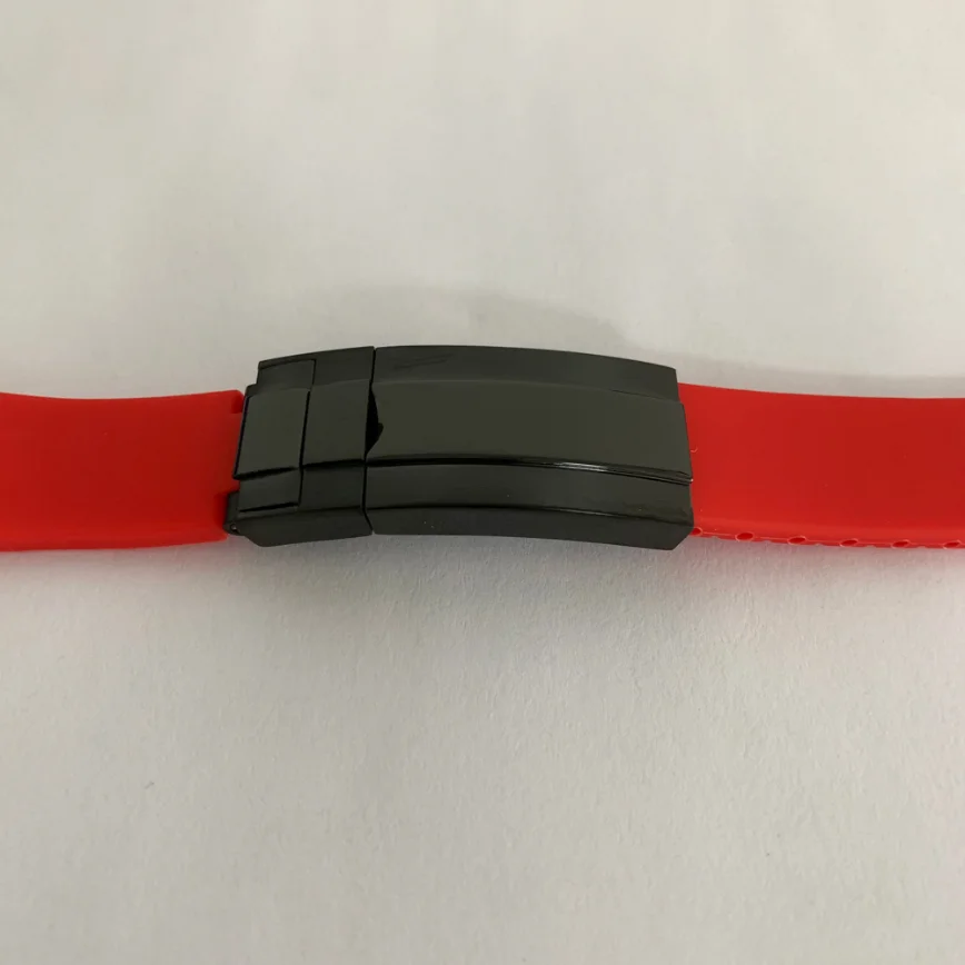 Watch Accessories Rubber Non-luminous Watch Strap 20MM*18MM Stainless Steel Single Folding Clasp PVD Black Steel Buckle