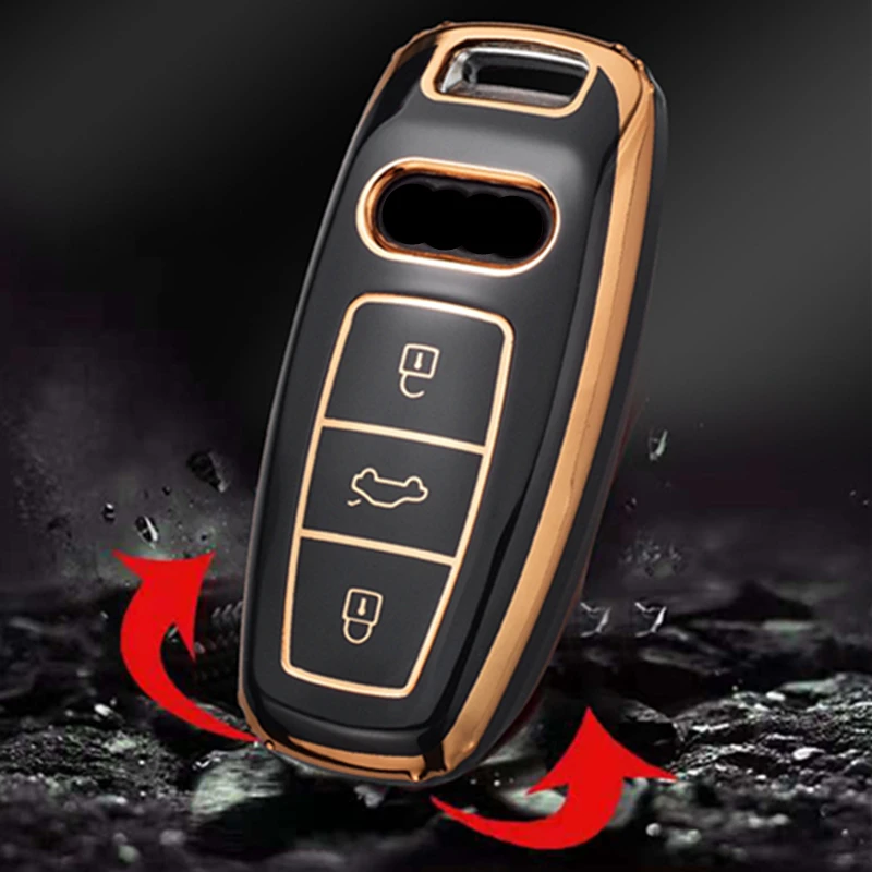 

Soft TPU Car Remote Key Cover Case Shell Fob For Audi A6 C8 A7 A8 Q8 A6L Q8 C8 D5 E-tron Car Smart Key Protector Holder Keychain