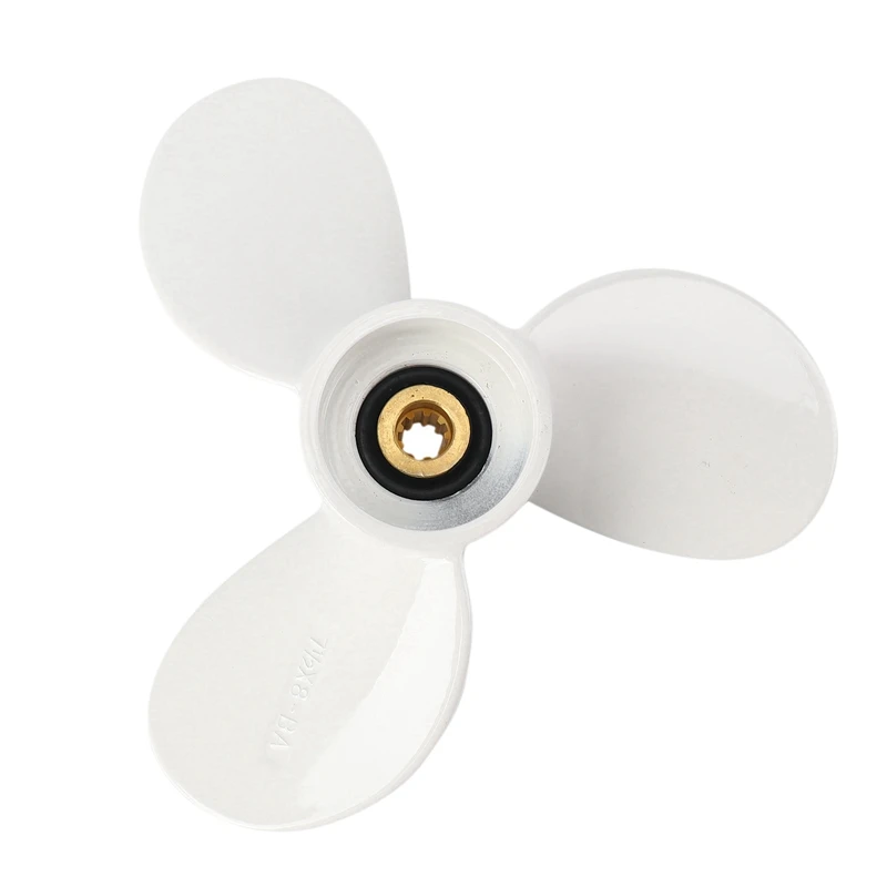 

4X 6E0-45941-01-El Aluminum Alloy Outboard Propeller 7 1/2X8-Ba For Yamaha Mariner 4-6Hp 3 Blades 9 Spline Tooth White