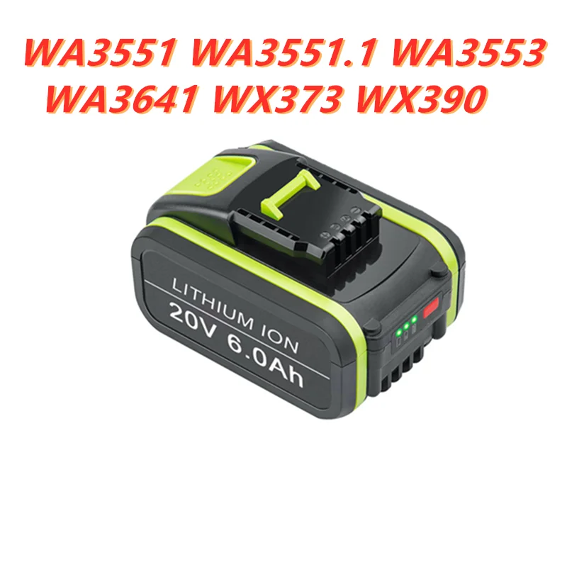 

20V 6000mAh Lithium ion Replacement Rechargeable Battery for Worx WA3551 WA3553 WX390 WX176 WX550 WX386 WX373 WX290 WX800 WU268