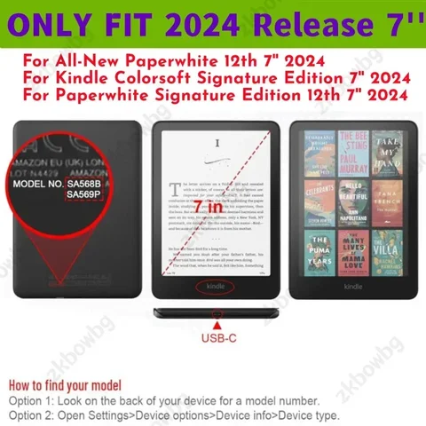 Прозрачный чехол на заднюю панель для Kindle Paperwhite 2024 12-го поколения Kindle Colorsoft 7 дюймов SA569P SA568B Защитный чехол Smart Cover 7 дюймов