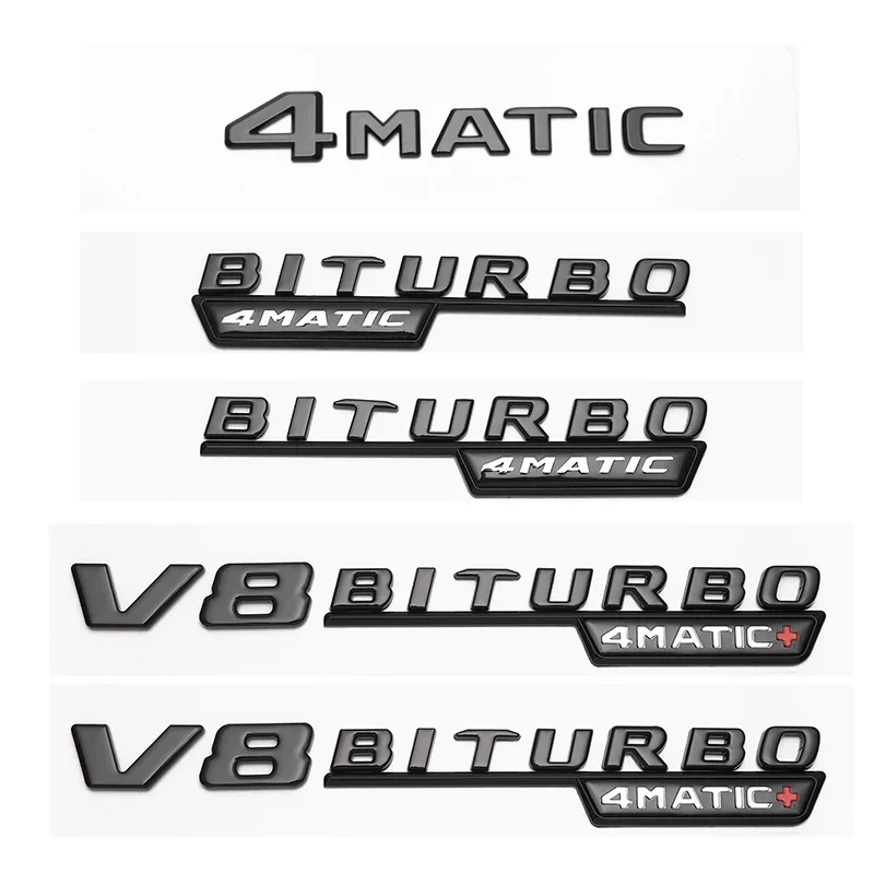 Подходит для Mercedes Benz Tailsticker V12BITURBO значок на крыло V8 BITURBO Twin-TURBO ABS Letter 4matic + TURBO Label black