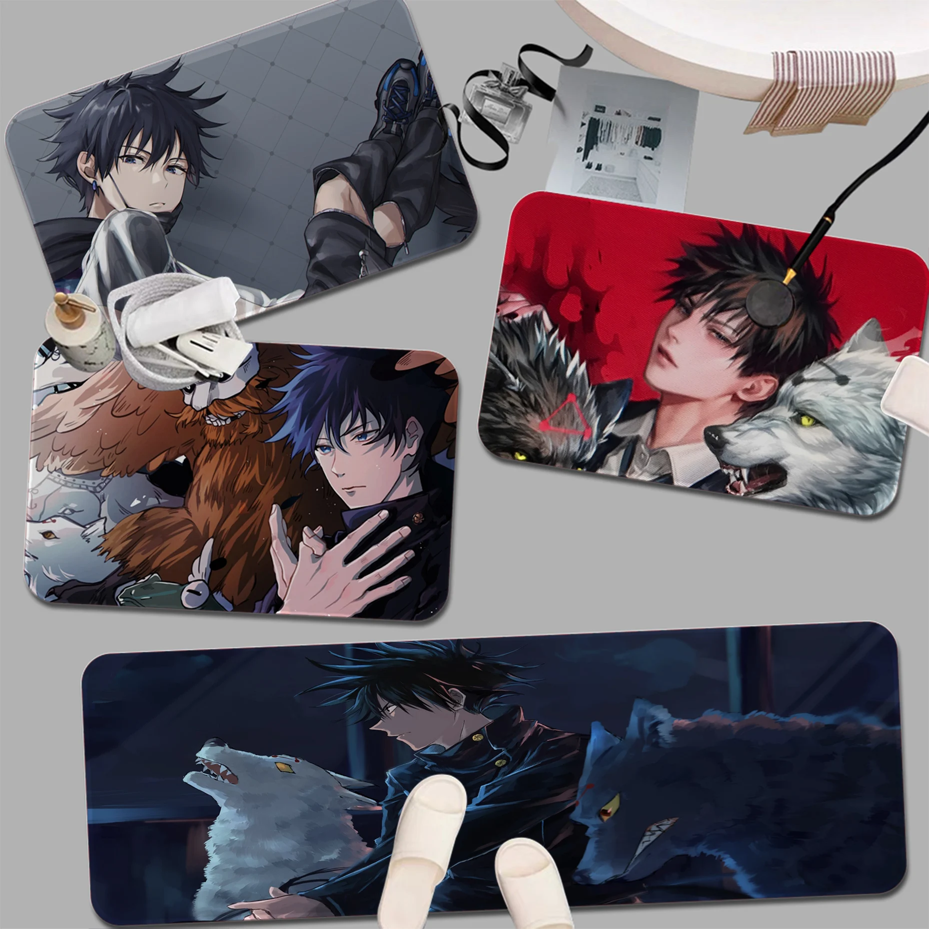 

Jujutsu Kaisen Fushiguro Megumi Floor Mat Non-Slip Laundry Room Mat Laundry Decor Balcony Child Living Room Bedside Area Rugs