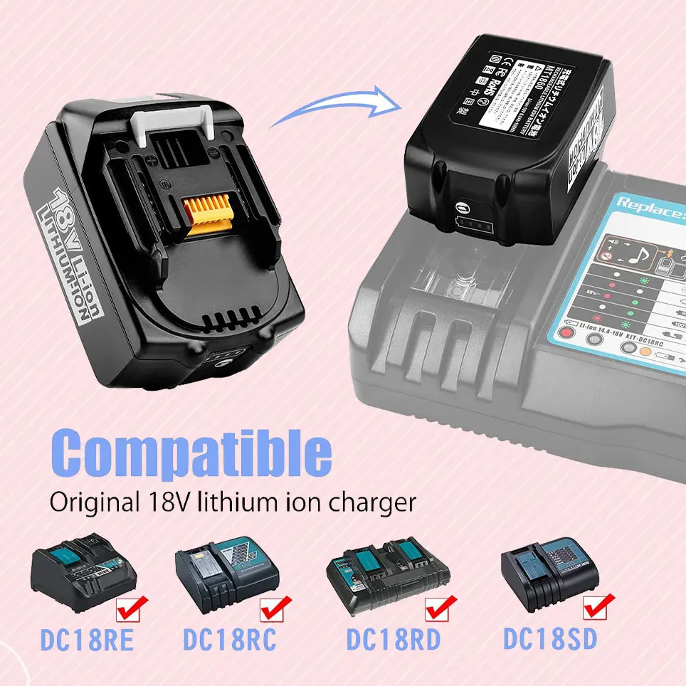 

2022 [Upgrade version] Makita replacement lithium battery 18V battery BL1860 BL1850B BL1850 BL1840 BL1830 BL1820 BL1815 LXT-400