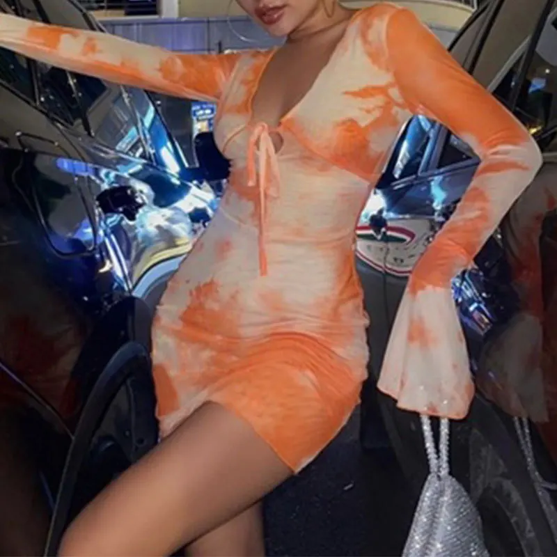 

Женское облегающее платье-корсет с длинным рукавом, V-образным вырезом и высокой талией