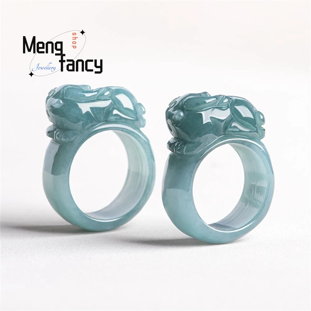 Природные товары Нефритовое синее кольцо pixiu на палец атмосферное pichu для мужчин