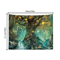 forest tree tapestry living room wall hanging polyester painting carpet blanket home ornament 150x130cm
