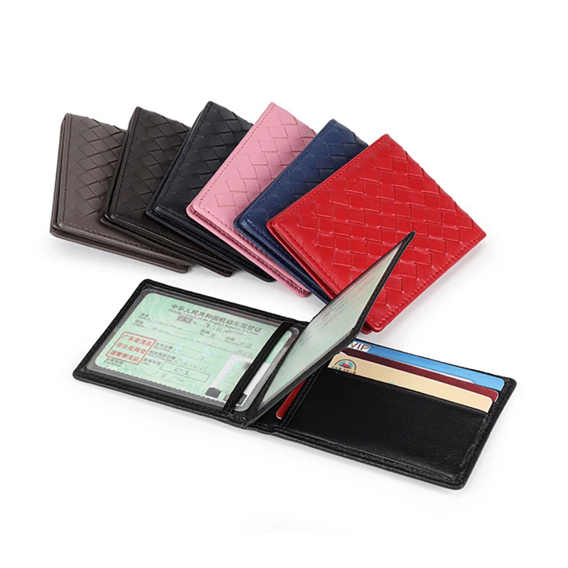 Luxury Sheepskin Driving Licence Cover Ultra-thin Men Women Card Holder Woven Credit Card Case ID Bag Male Organizer Wallet 2022