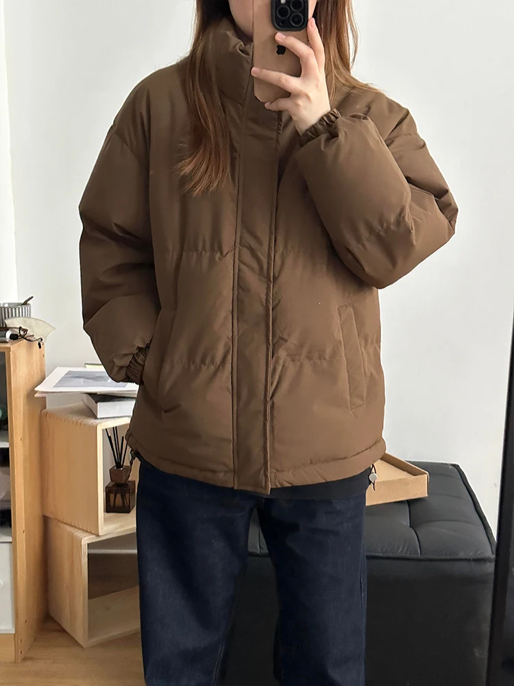 Maillard Coffee Color down Jacket Cotton-padded Clothes Men's Winter Thickened American vintage Stand Collar Cotton-Padded Co...