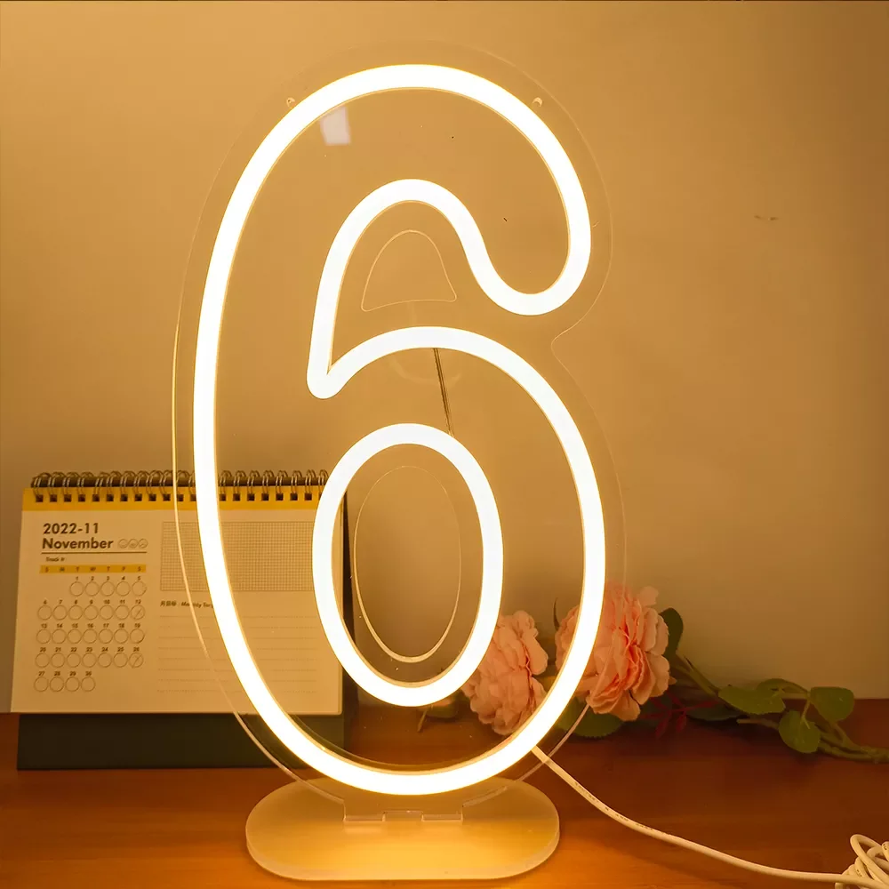 

LED Neon Numbers 1 2 3 4 5 6 7 8 9 0 Sign for Birthday Wedding Party Decor 22 x 38cm High Number Led Light Signs USB Powered