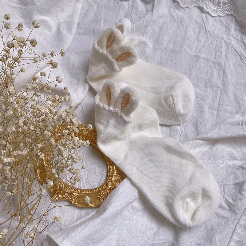 Japanese Korean Style Kawaii Lolita Socks Cute Rabbit Ear Sock Harajuku Cosplay Maid Tube Animal Ears Sock Casual Student Soxs