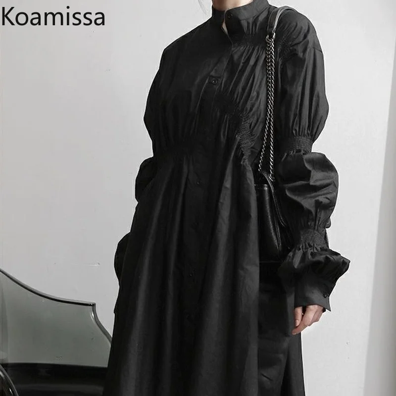 Koamissa Oversized Women Harajuku Shirtt Dress Irregular Solid Fashion OL Basic Dresses Fashion Lady Dropshipping A Line Vestido