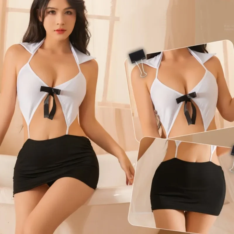 Горячее Новое эротическое нижнее белье с глубоким V-образным вырезом и бантом