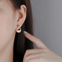 womens new fashion star stud earrings cubic zircon stone goldenwhite ear stud with round circle pendants female ear jewelry