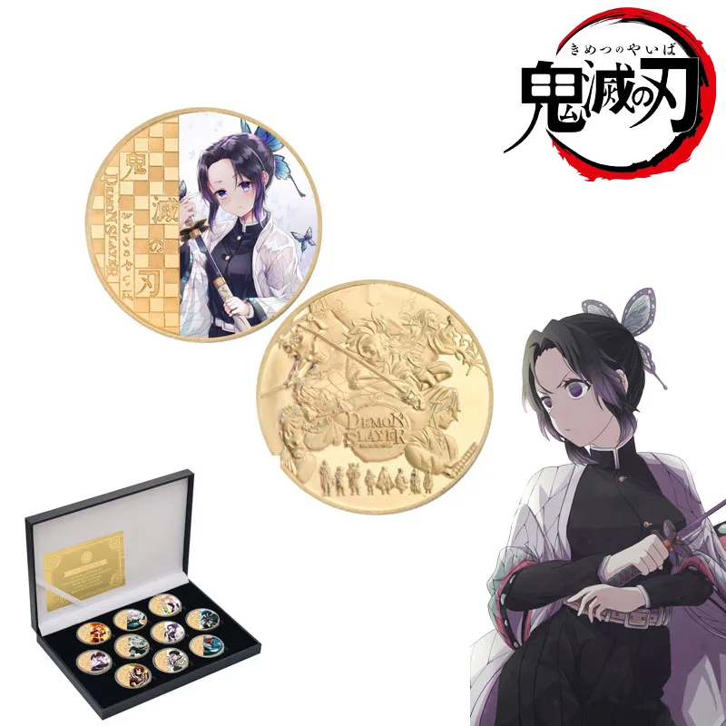 

Anime Demon Slayer Kimetsu No Yaiba Commemorative Coins Cosplay Tsuyuri Kanawo Kochou Shinobu Alloy Metal Collection Props Gift