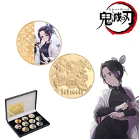 anime demon slayer kimetsu no yaiba commemorative coins cosplay tsuyuri kanawo kochou shinobu alloy metal collection props gift