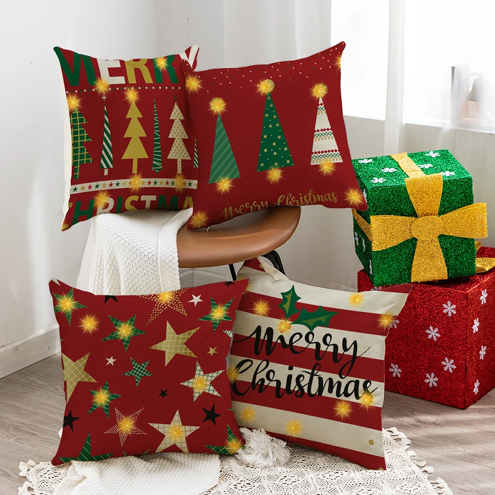 

LED Lighted Christmas Pillow Cushion Cover Peachskin Santa Moose Throw Pillow for Home Illuminated Santa Decor for Sofa 2023