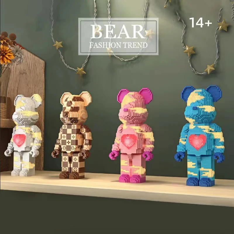 צבע נטו אדום אהבה אלים דוב סדרת להרכיב אבני בניין צעצוע דגם לחנך לבנים סט Antistress צעצועים לילדים מתנה