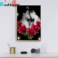 lovers embrace rose flower romantic diamond painting 5d diy cross stitch mosaic friends gift rhinestone living room home decor