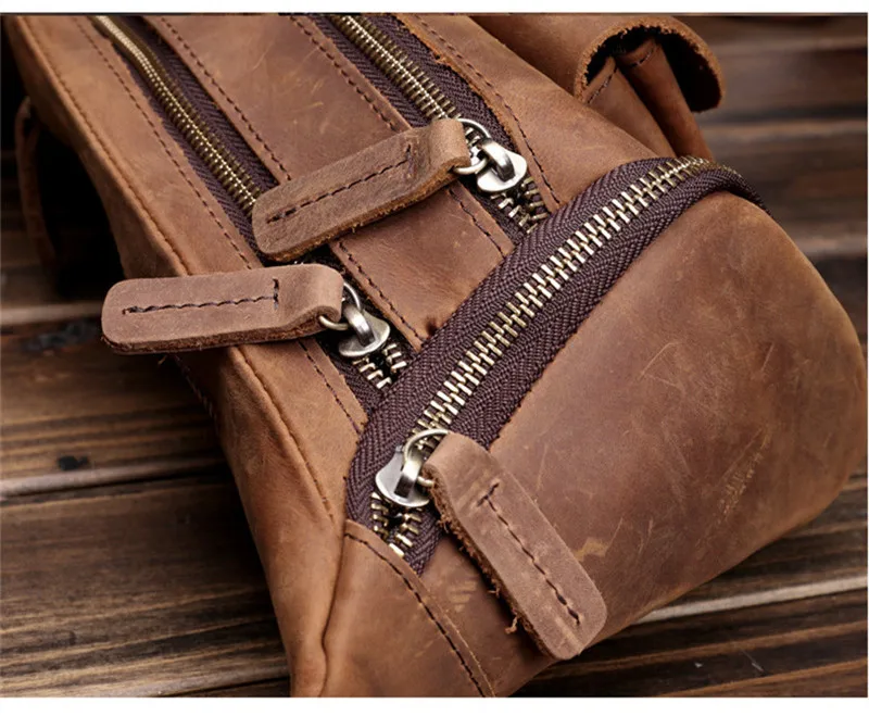 Retro fashion designer natural crazy horse cowhide men's diagonal bag summer outdoor sports youth genuine leather chest bag