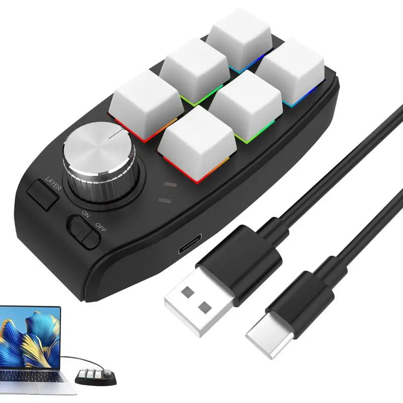 

Portable Mini Keyboard Custom Gaming Keyboard 6 Keys Programmable Diy Mechanical Keyboard Macro Keypad With Knob