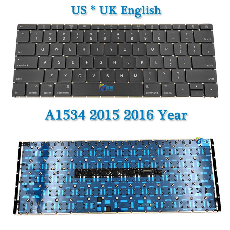 

New US / UK макет A1534 клавиатура для Macbook 12 дюймов ноутбук английская Замена 2015 2016 2017 год EMC 2746 EMC 2991