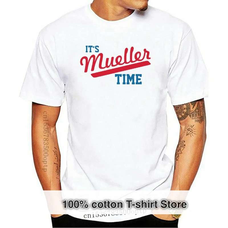 

2019 Мужская футболка с принтом, хлопковая футболка с коротким рукавом, забавная футболка It Mueller Time, женская футболка