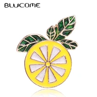 blucome new fashion brooches corsage jewelry yellow lemon shape brooch lapel pins women girls clothes badge accessories