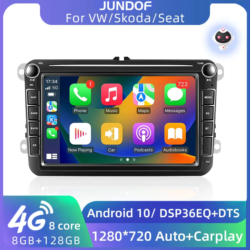 JUNDOF 8" 2din Android Car Stereo Radio For VW Volkswagen Pa