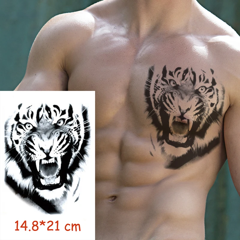 

Waterproof Temporary Tattoo Sticker tiger big cat animal tatoo water transfer fake tattoos flash tatto Woman Man kid 14.8*21 cm