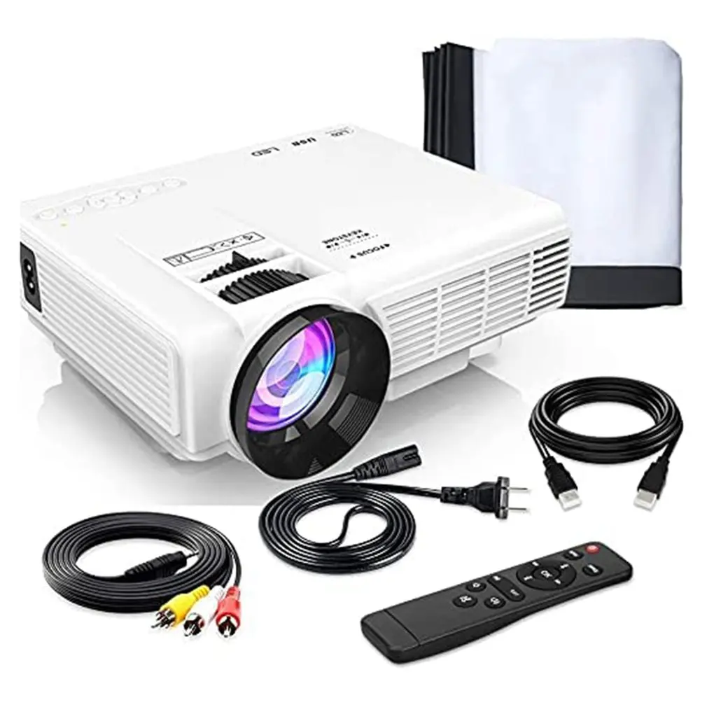 

Mini Projector Outdoor Movie Projector With Projector Screen Full HD 1080P Projector Supported Compatible With TV Stick