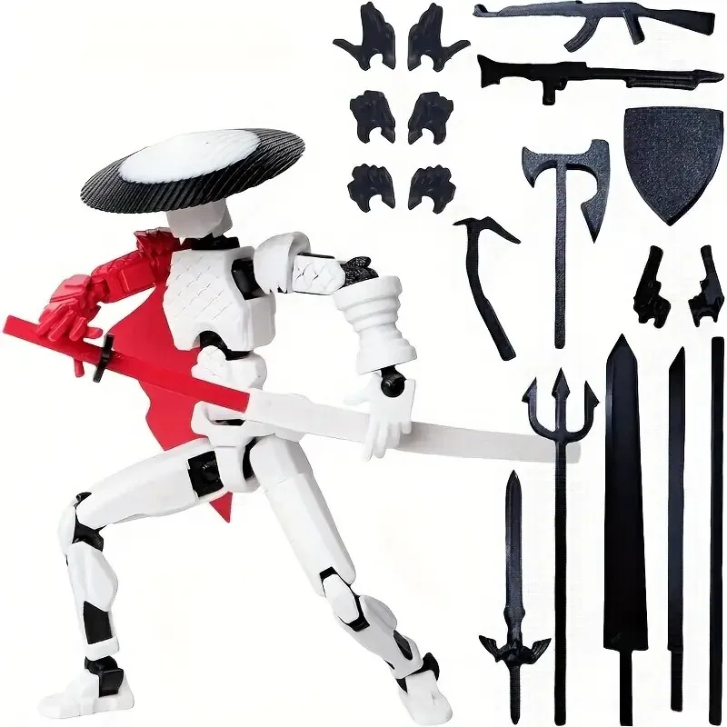 Фото Многофункциональная 3D-печатная подвижная фигурка-манекен 13 Lucky Iron Fist Robot Toy Jianghu Swordsman 13 Lucky Dummy Anime Action Figure №5