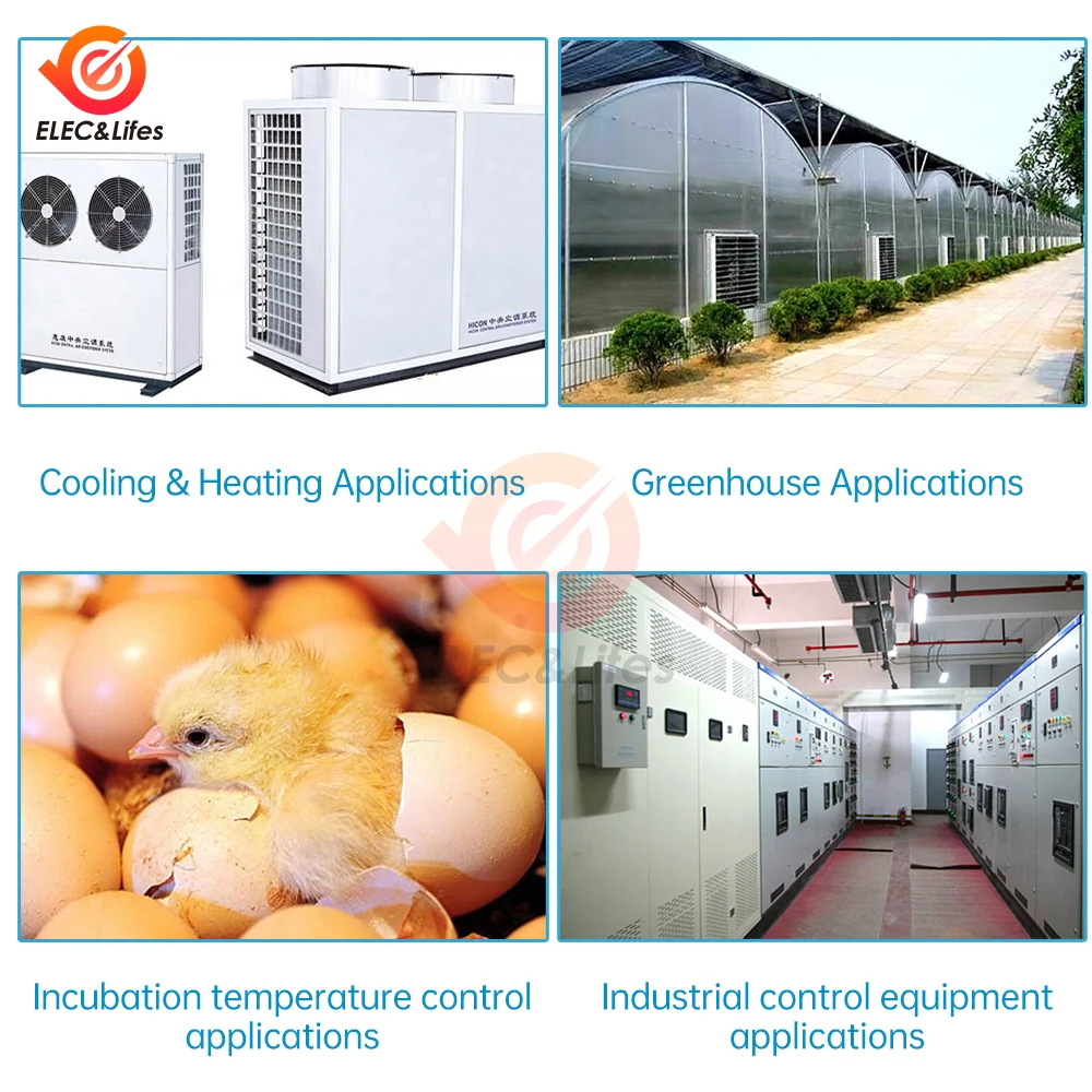 H50TR Adjustable LED Digital Display Temperature Controller Thermostat Switch DC12V 24V Cool Heat Sensor NTC10K Waterproof Probe