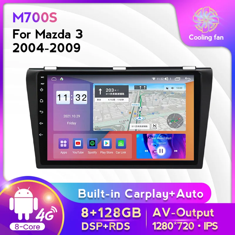 

9inch IPS Screen Car Radio Multimedia Video Player For Mazda 3 2004-2009 2010 2011 2012 Head Unit 1280*720 2Din DVD ADAS DVR Cam