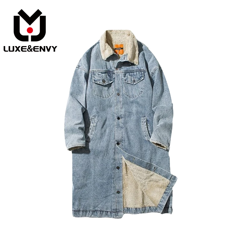 

Роскошная & ENVY/мужская одежда пэчворк с меховой подкладкой джинсовая хлопковая одежда для мужчин 2023 осень-зима утепленное пальто средней длины с лацканами