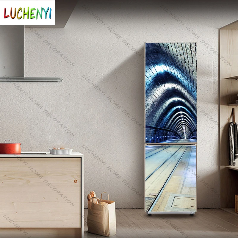 3D клейкая пленка для холодильника стандартная наклейка городской тоннель |