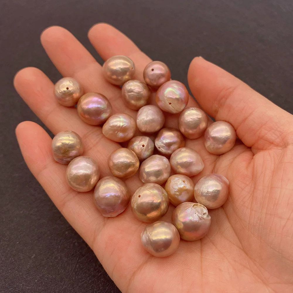 

Natural Baroque Freshwater Pearl Round Beads 12-14mm Charm Jewelry DIY Making Bracelet Pendant Necklace Earring Accessories
