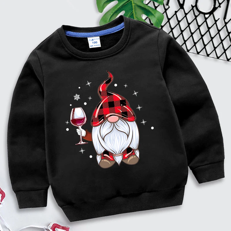 

Santa Claus Print Cartoon Children's Hoodies Clothing Long Sleeves Sweatshirts Clothes Boys Girls Christmas Print Tops Costumes