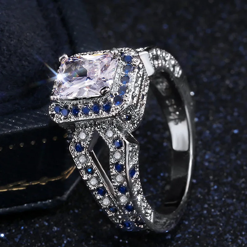 

Fashion Luxury Square Vintage Wedding Ring Micro Paved Cubic Zirconia Brilliant Bridal Marriage Party Rings High Quality Jewelry
