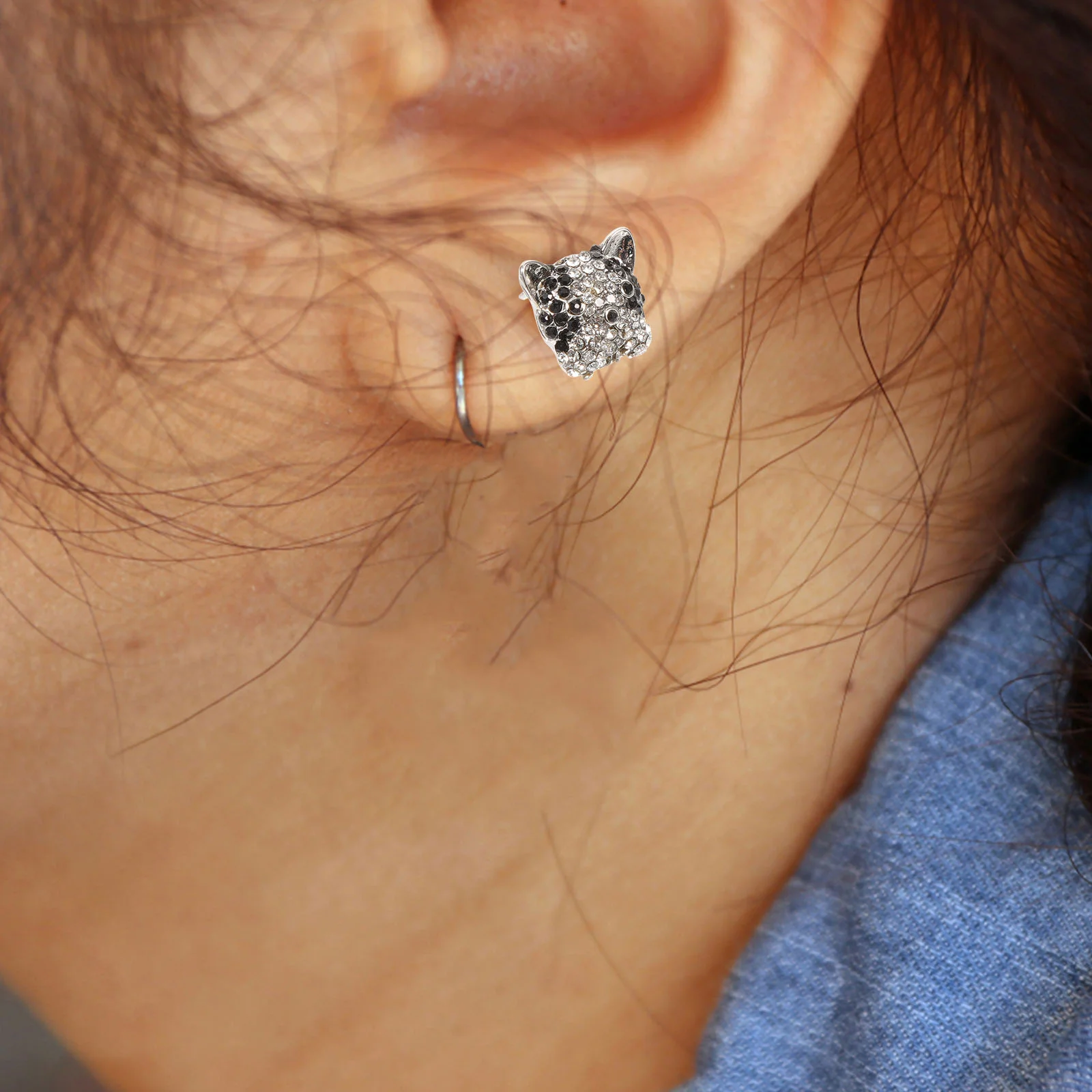 

1 Pair Dog Earrings Tiny Stud Earrings Sparkling Rhinestone Ear Studs Women Jewelry
