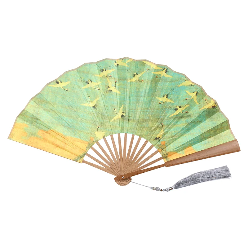 

Ancient Style Xuan Paper Folding Fan Customized Female Chinese Style Fan Male Domineering Raw Silk Hanfu National Fashion Fan